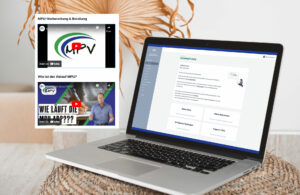 Mockup eines MPV-Portals auf einem Laptop, mit Videos zur MPU Vorbereitung und Beratung.
