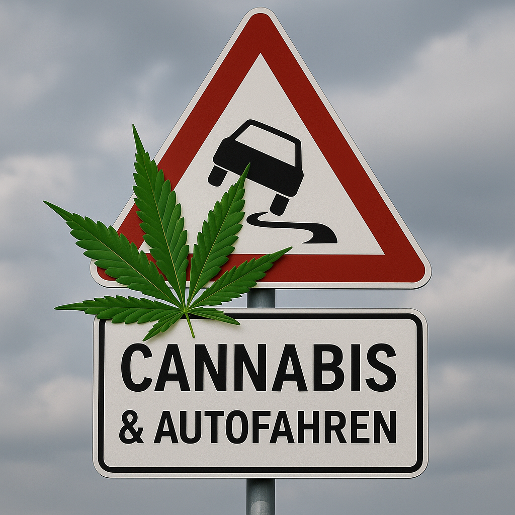 Warnschild Cannabis und Autofahren – THC-Grenzwert und MPU in Deutschland 2024
