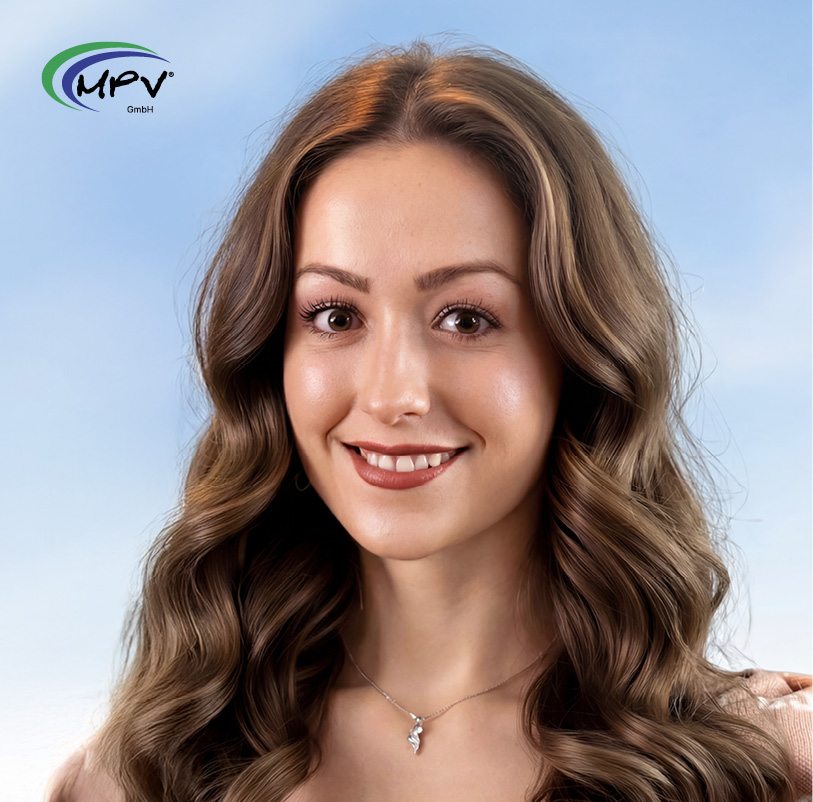 Porträt einer Beraterin der MPV GmbH vor hellem Hintergrund.