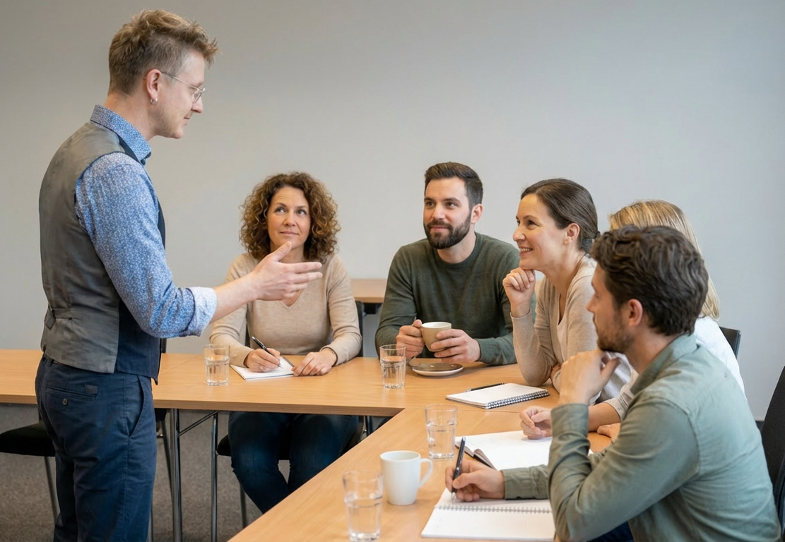 Gruppenschulung zur MPU-Vorbereitung bei der MPV GmbH am Standort Mannheim.