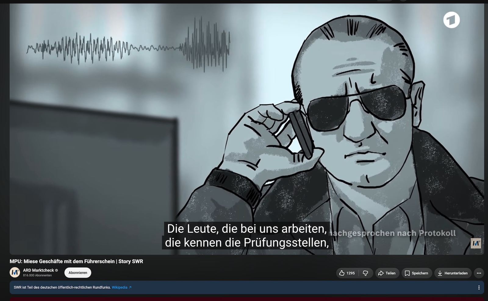 Bildaufnahme aus dem Youtube Video "miese geschäfte mit dem Führerschein".